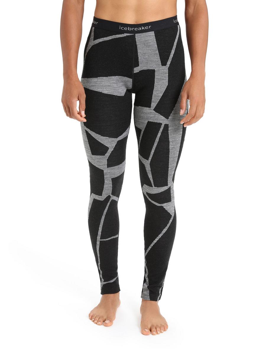 Icebreaker Merino 250 Vertex Thermal Leggings Fractured Landscapes Naisten Base Layers Mustat | FI 1879RVDW